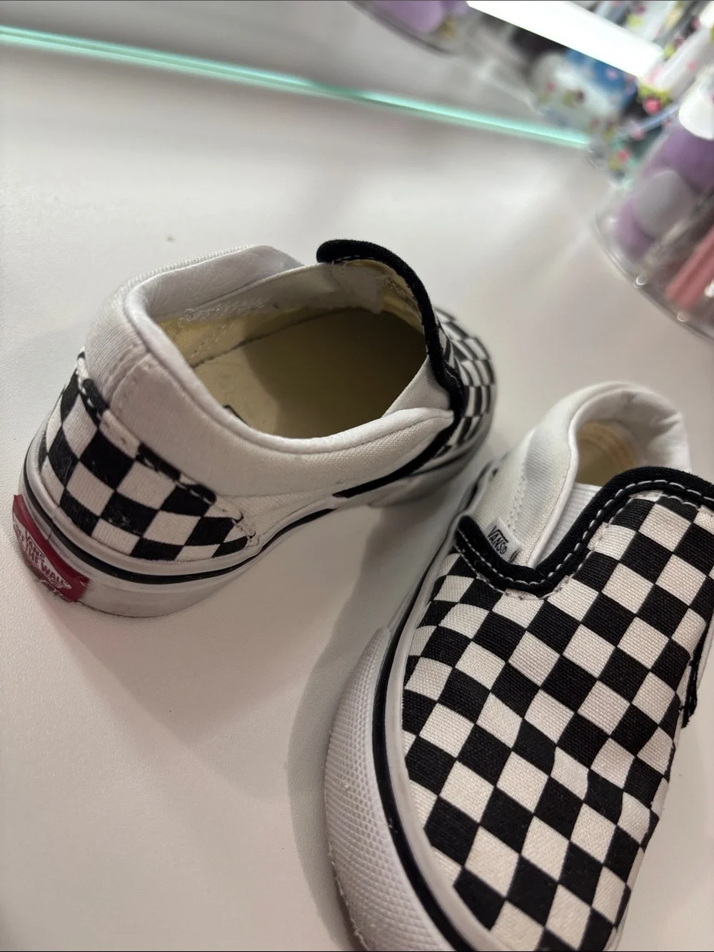 Vans Kids Black & White Checkerboard Slip-On Sneakers